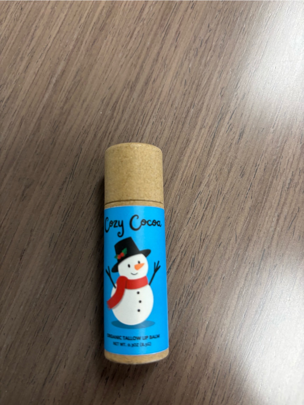 Cozy Cocoa Organic Tallow Lip Balm - Blue (Snowman)